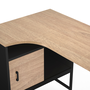 Voir la diapositive 6 : ID MARKET Bureau d'angle ROB noir et façon hêtre niche de rangement et porte design industriel
