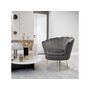 Voir la diapositive 2 : Habitat et Jardin Fauteuil en velours  Floria  - 75 x 68 x 77.5 cm - Gris