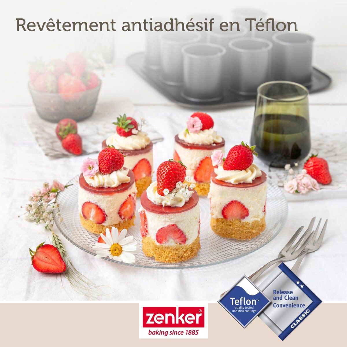 ZENKER Ensemble de 2 Moules à gâteaux individuels 9 empreintes avec couvercle 29 x 29 cm Zenker Bake Click and Go