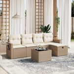 VIDAXL Salon de jardin avec coussins 6 pcs beige resine tressee