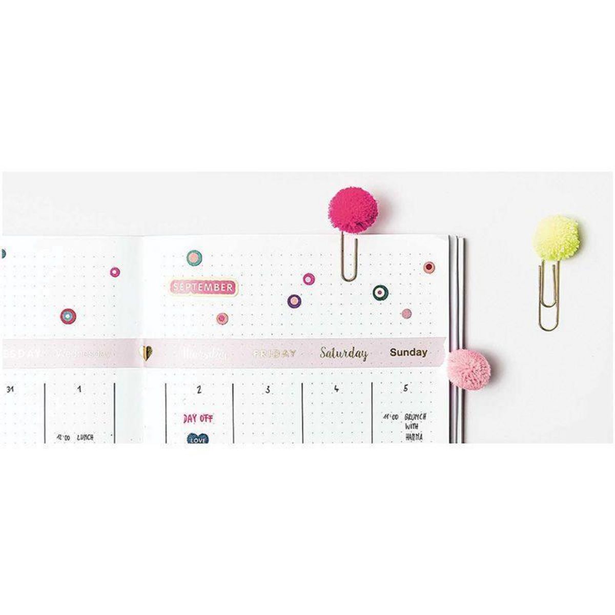 RICO DESIGN 5 trombones avec pompons fluo