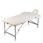 VIDAXL Table de massage pliable Blanc creme 2 zones cadre en aluminium