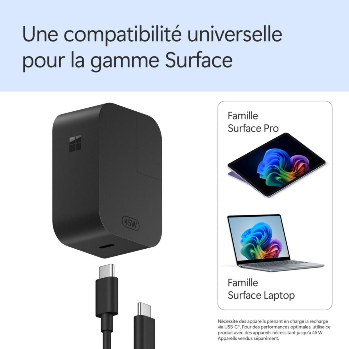 MICROSOFT Chargeur secteur Surface Chargeur USB-C 45W Universel