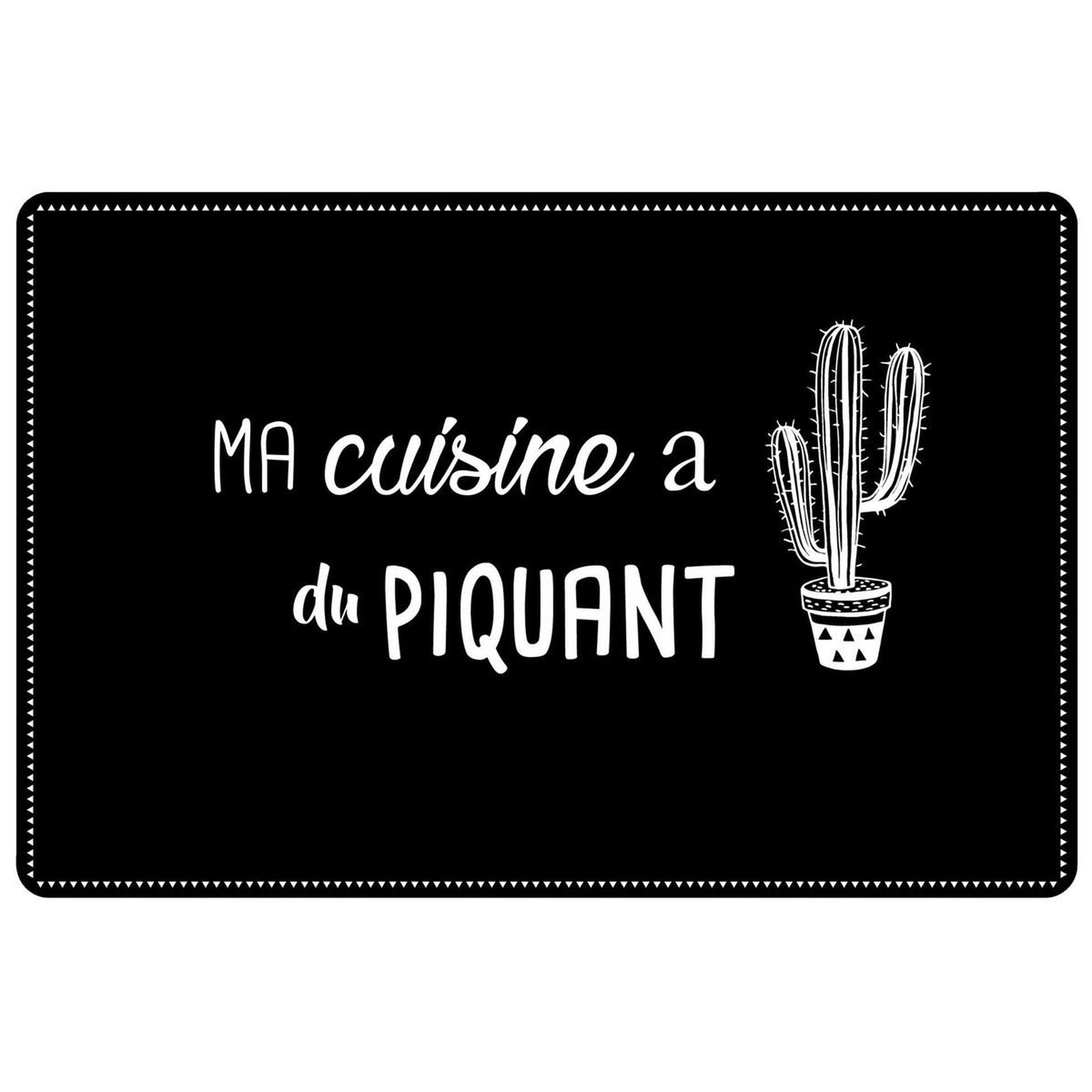 Douceur d'Intérieur Set de table  cuisine cactus  28x43cm noir