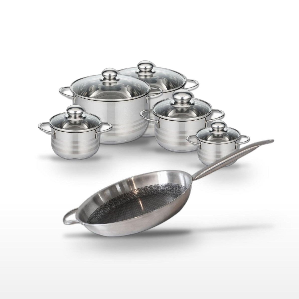 ELO Lot Poêle 32cm & 5 Faitouts Elo Relief Solution