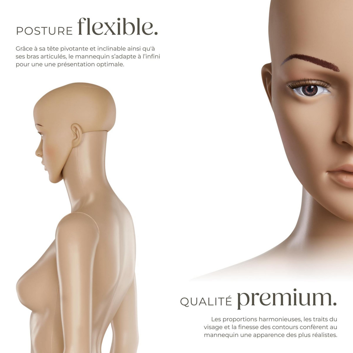 tectake Mannequin de vitrine en plastique beige