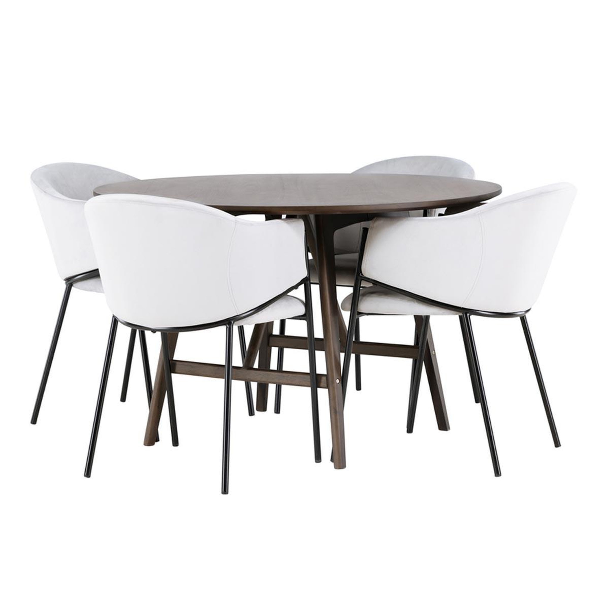 Paris Prix Ensemble table à manger & 4 chaises  kaseidon & evelina  100cm marron foncé & gris