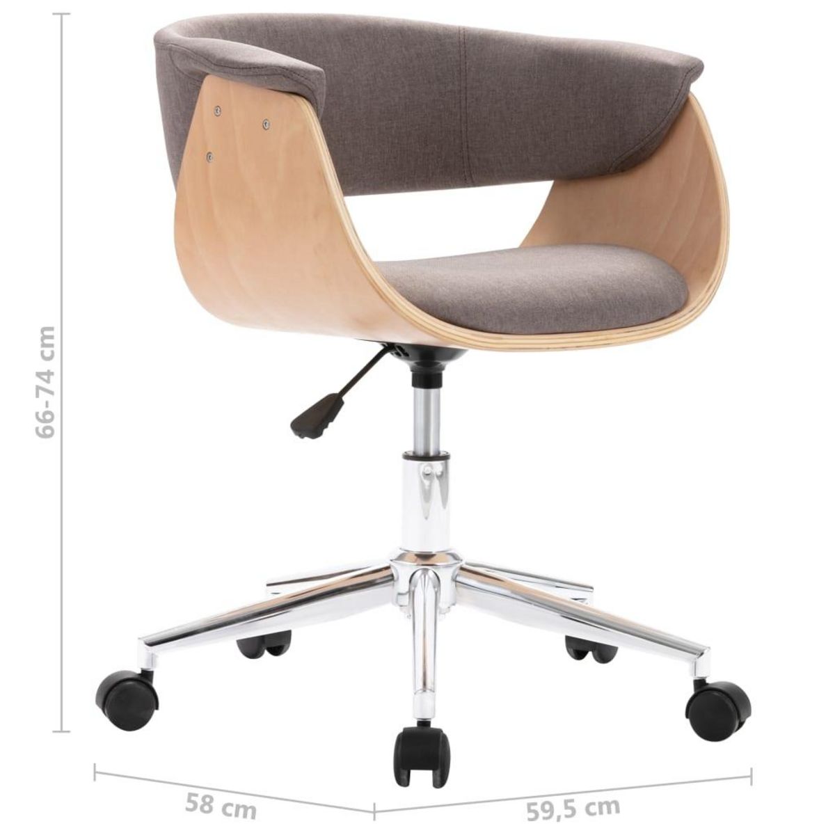 VIDAXL Chaise pivotante de bureau Taupe Bois courbe et tissu