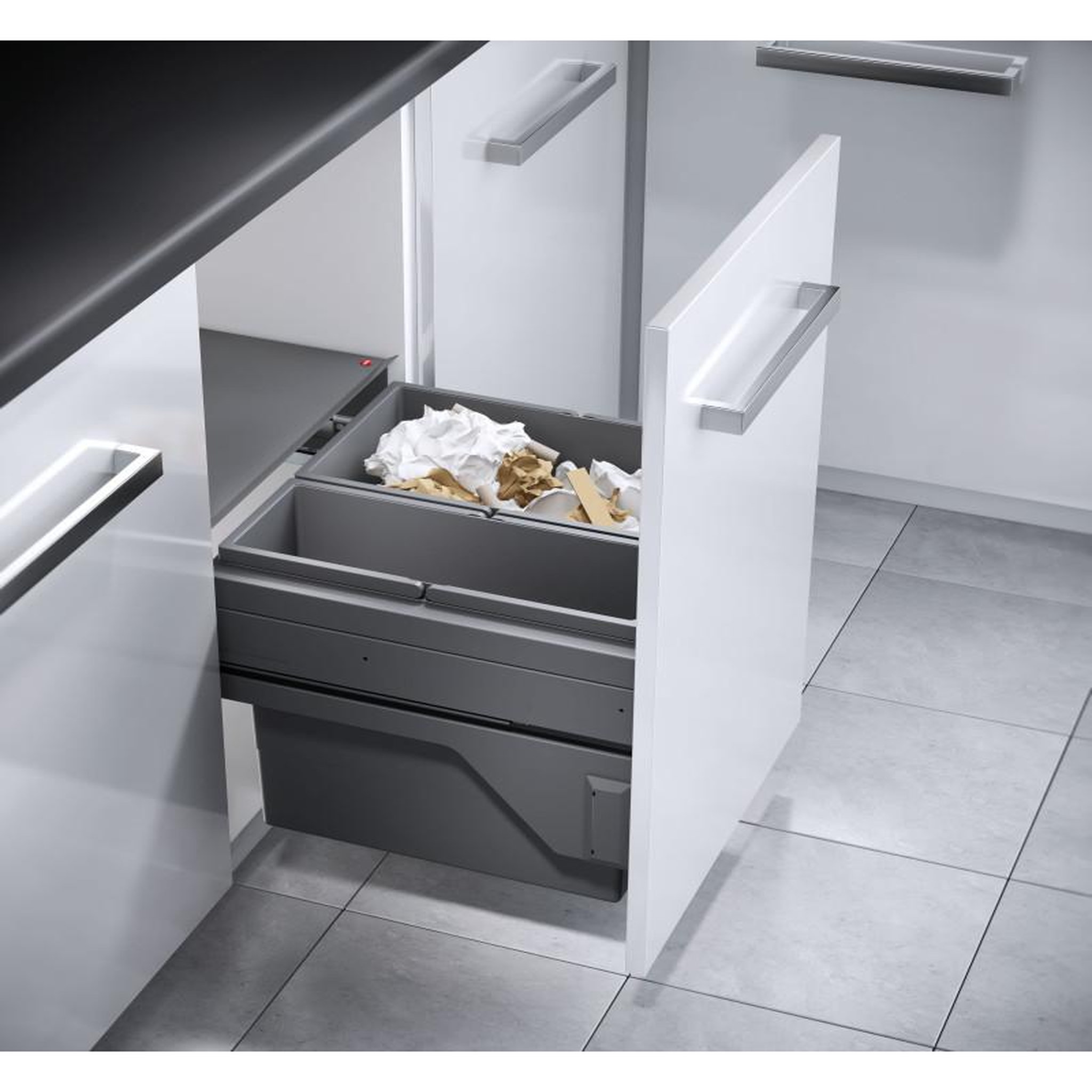 Voir la diapositive 3 : HAILO Poubelle de cuisine tri sélectif 2 bacs encastrable 45l (28+17) hailo cargo