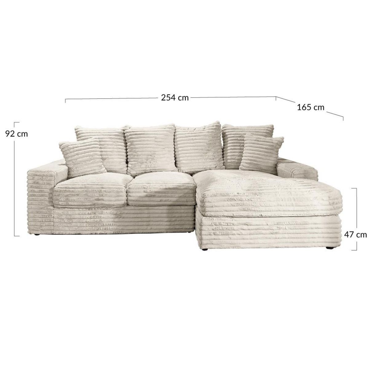 LISA DESIGN Andy - canapé d'angle droit 4 places en fausse fourrure côtelée