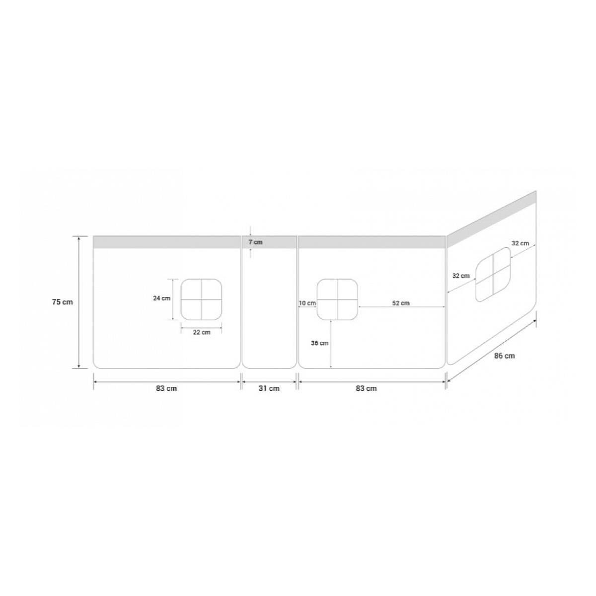 HomeStyle4U Rideau de lit bleu pour lit mezzanine HS4U