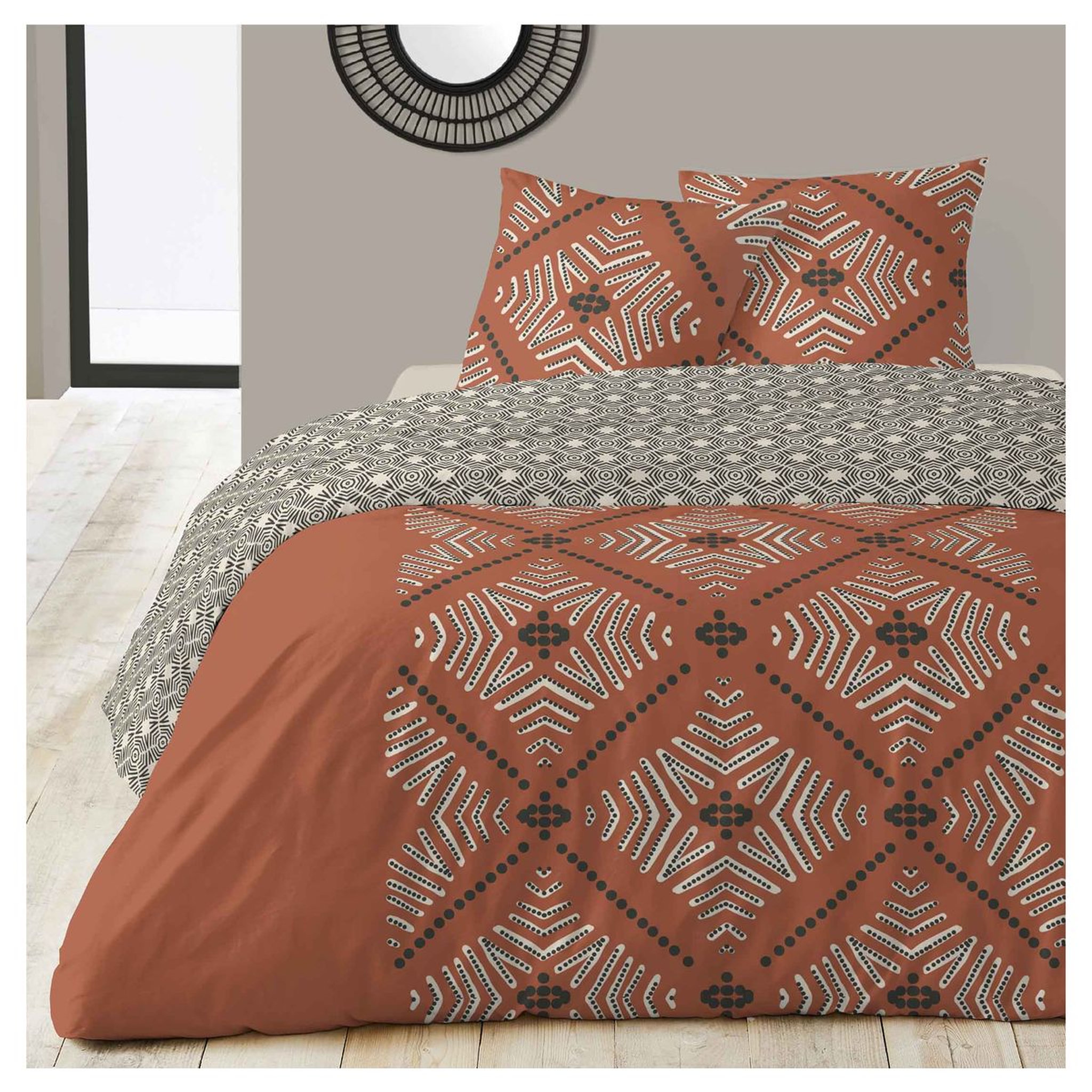Voir la diapositive 1 : Parure housse de couette en coton 57 fils SOKOTO