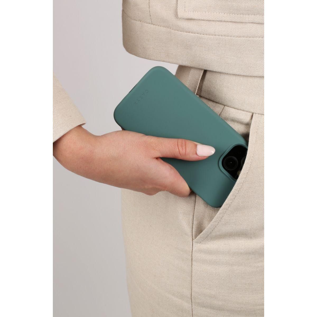 CASYX Coque iPhone 15 Plus Magsafe silli. Vert Sauge