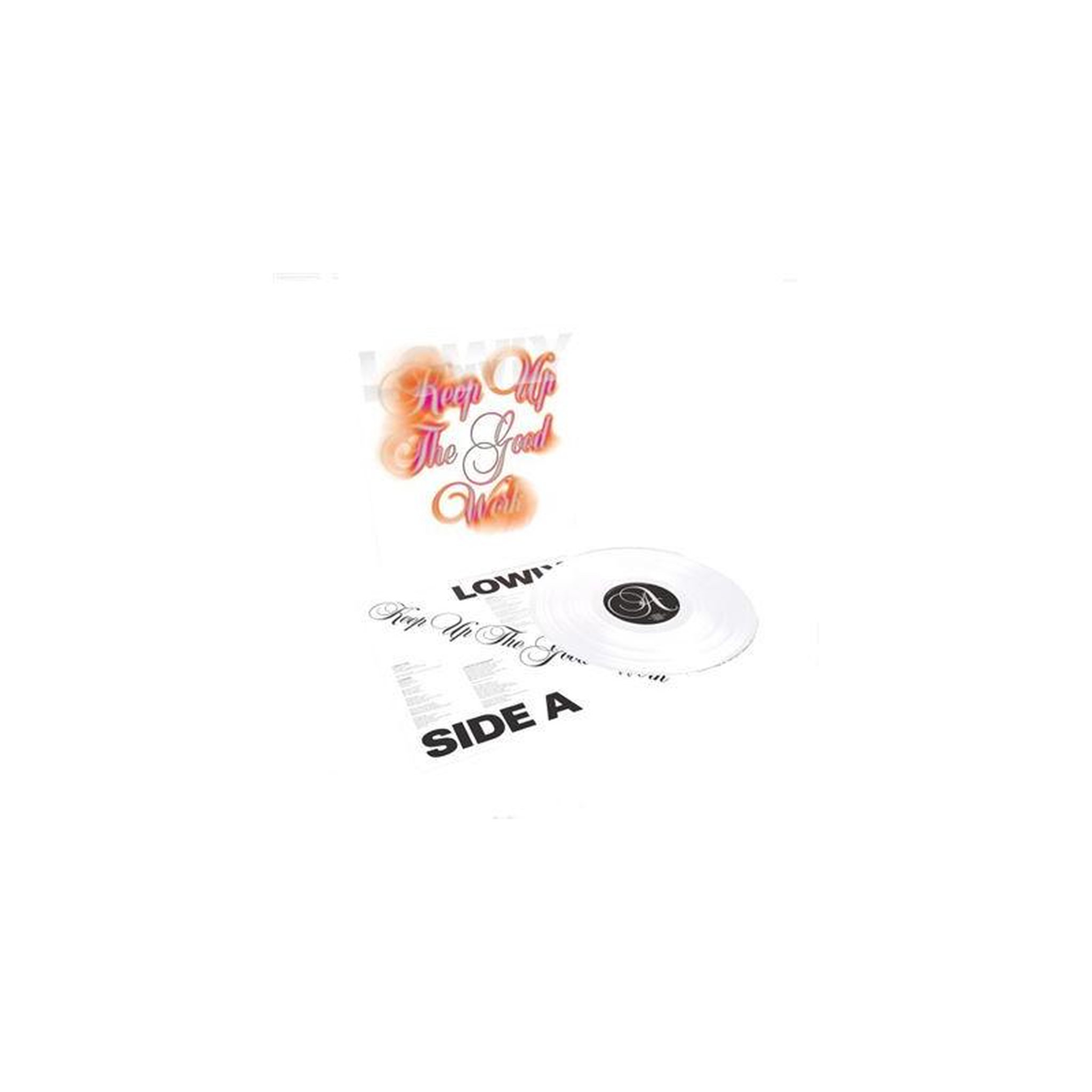 Vinyle blanc  keep up the good work  cd label side a, lowv