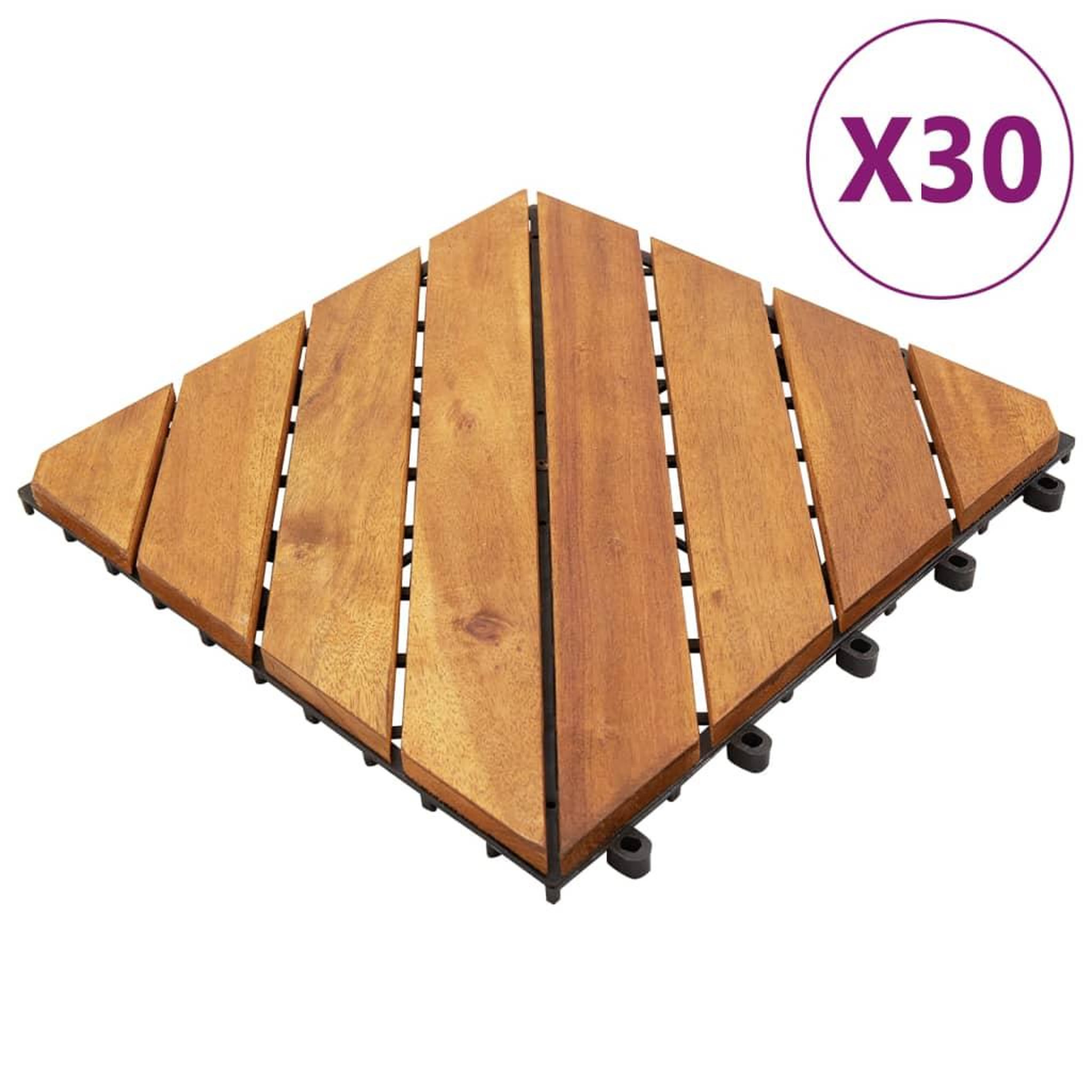 Voir la diapositive 1 : VIDAXL Tuiles de terrasse 30 pcs Marron 30x30 cm Bois massif d'acacia