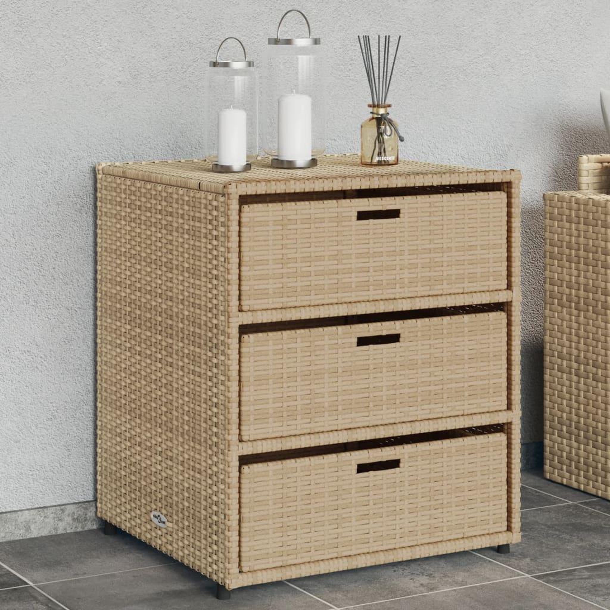 VIDAXL Armoire de rangement de jardin beige 55x59x69 cm resine tressee