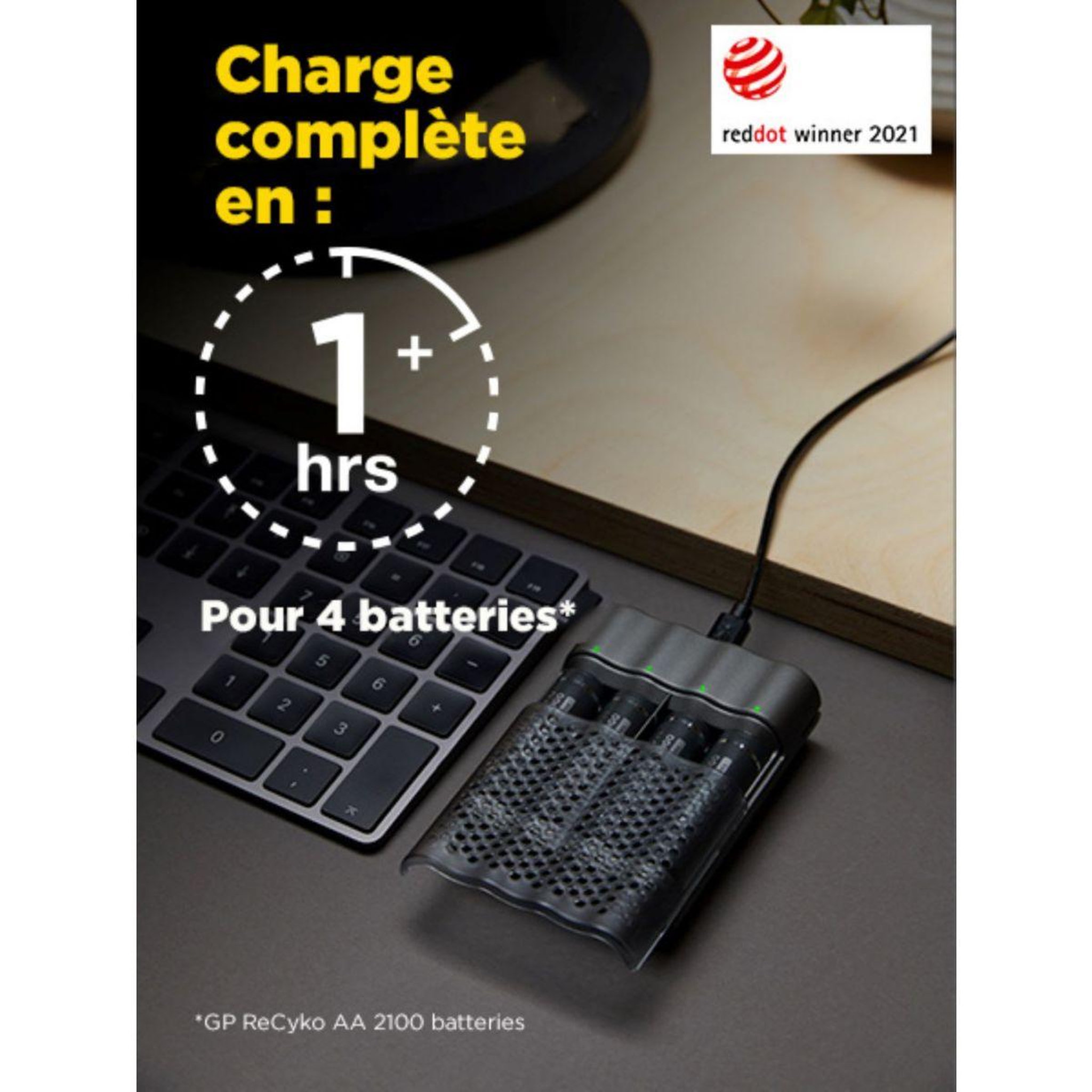 Voir la diapositive 3 : GP BATTERIES Chargeur secteur recyko pro p461 1h + 4 accu aa 2000mah