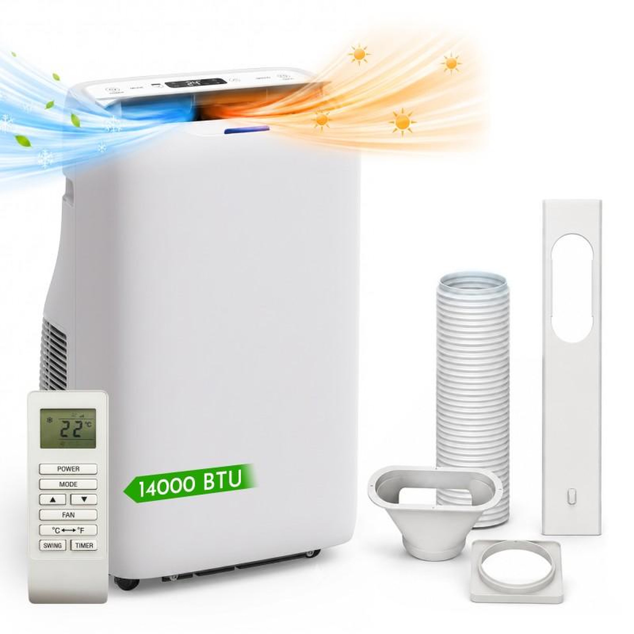 Climatiseur portable - 14000 btu - froid & chaud - wi-fi