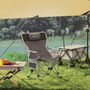 Voir la diapositive 4 : OUTSUNNY Chaise de camping pliante - repose-pied amovible, rangements - sac transport - gris