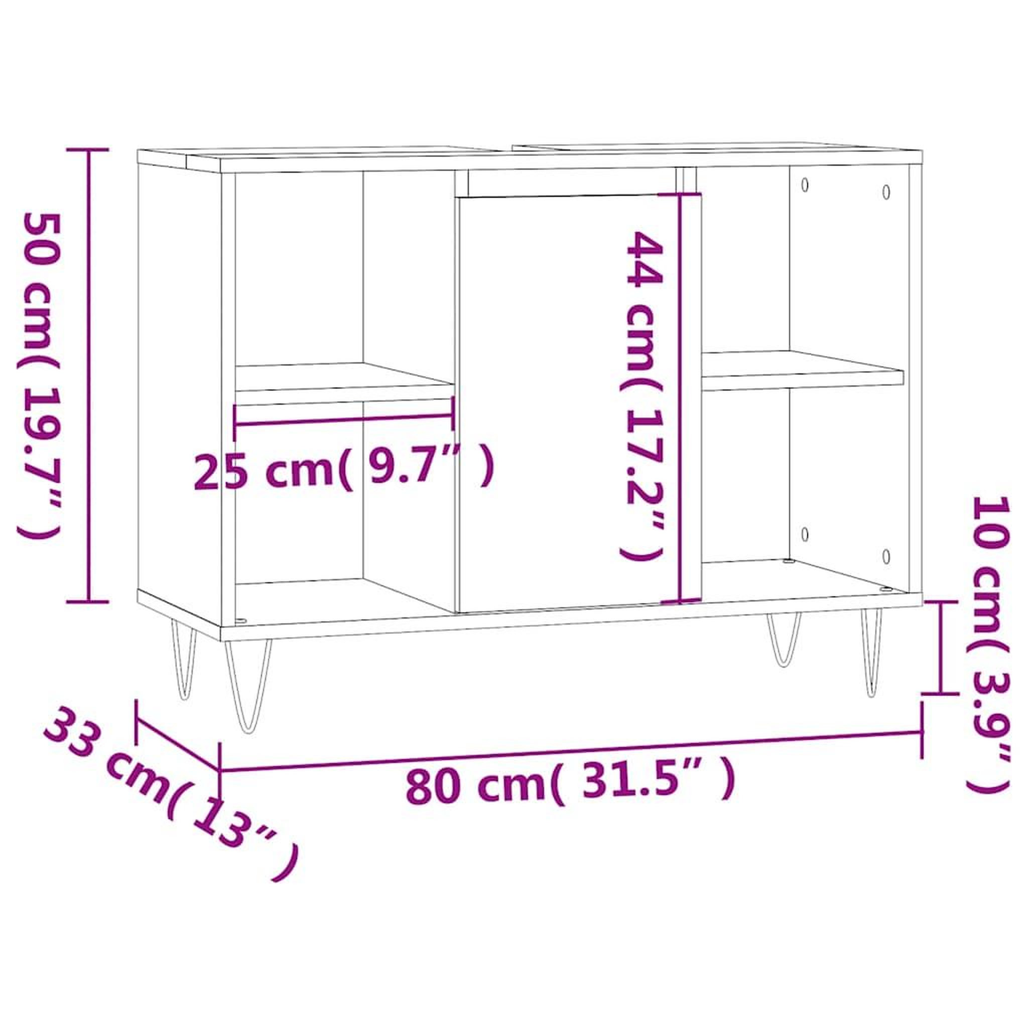 Voir la diapositive 6 : VIDAXL Armoire salle de bain sonoma gris 80x33x60 cm bois d'ingenierie