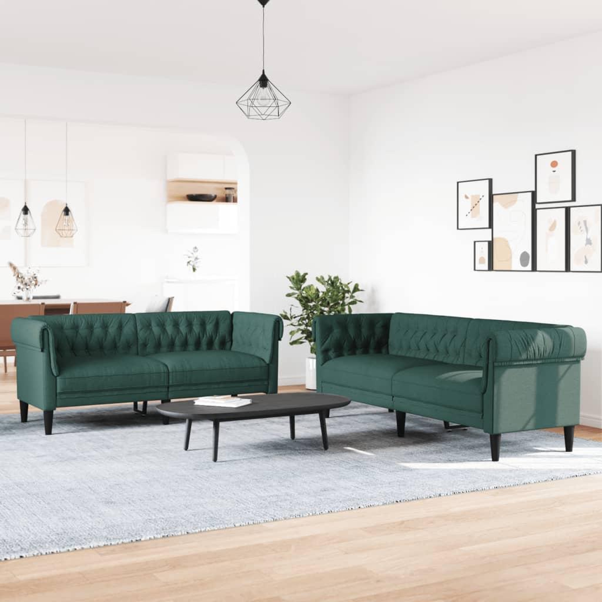 Voir la diapositive 3 : VIDAXL Ensemble de canapes 2 pcs vert fonce tissu