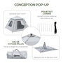 Voir la diapositive 4 : OUTSUNNY Tente de camping automatique pop up 2-3 pers. - porche, sac de transport - dim. 210L x 210l x 150H cm - gris clair