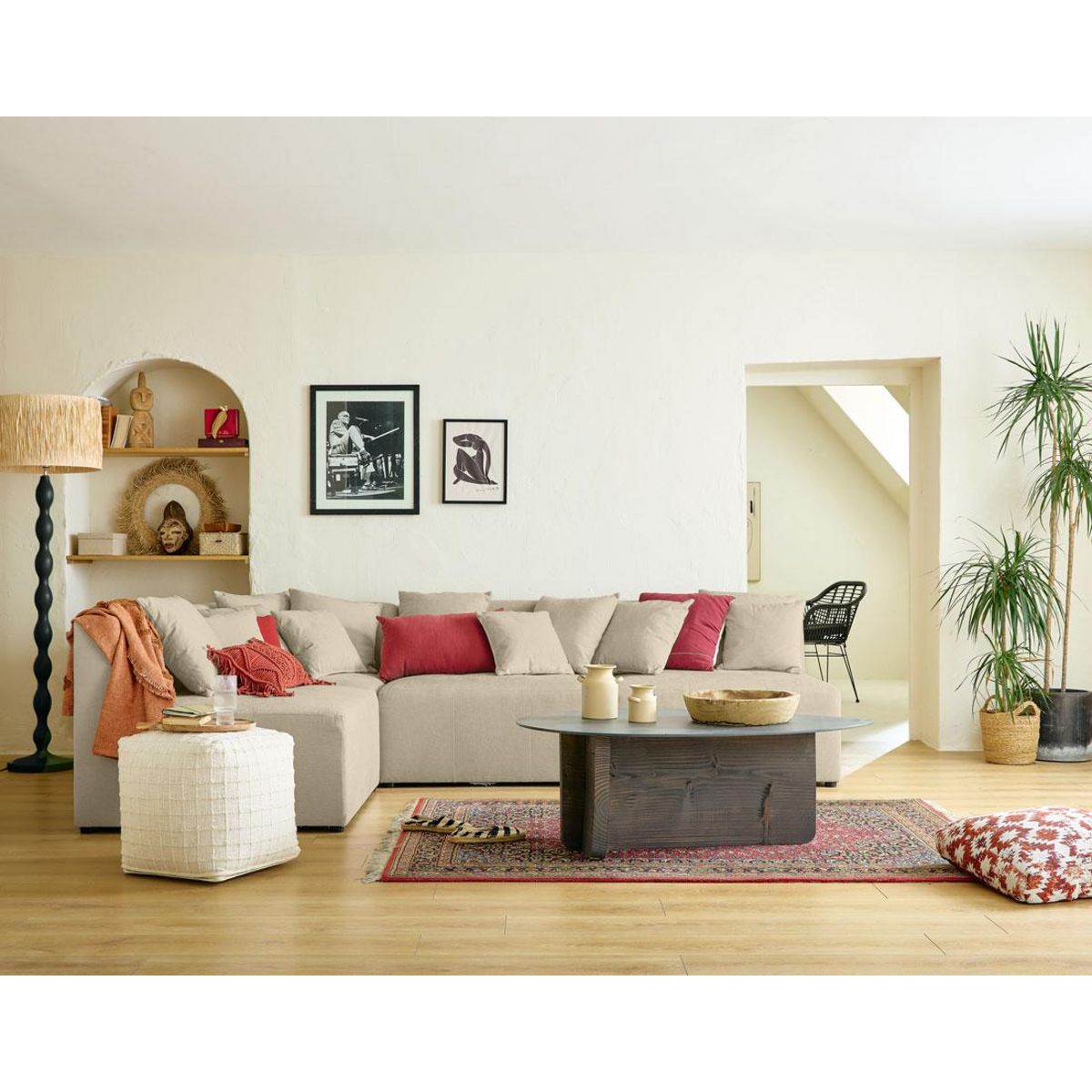 LISA DESIGN Amalfi - canapé modulable d'angle réversible - 4 places - en tissu