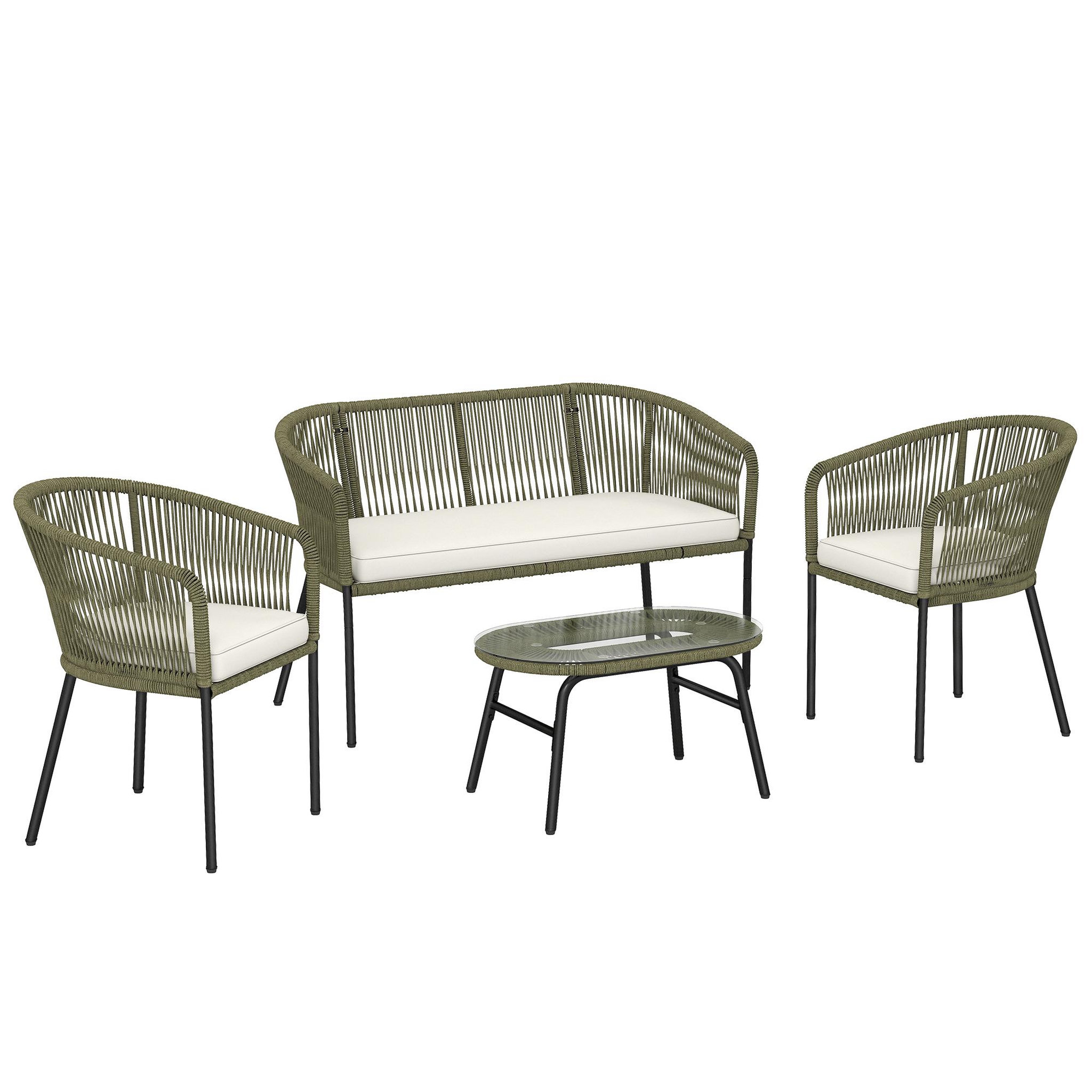 OUTSUNNY Salon de jardin design lignes arrondies 4 places 4 pièces