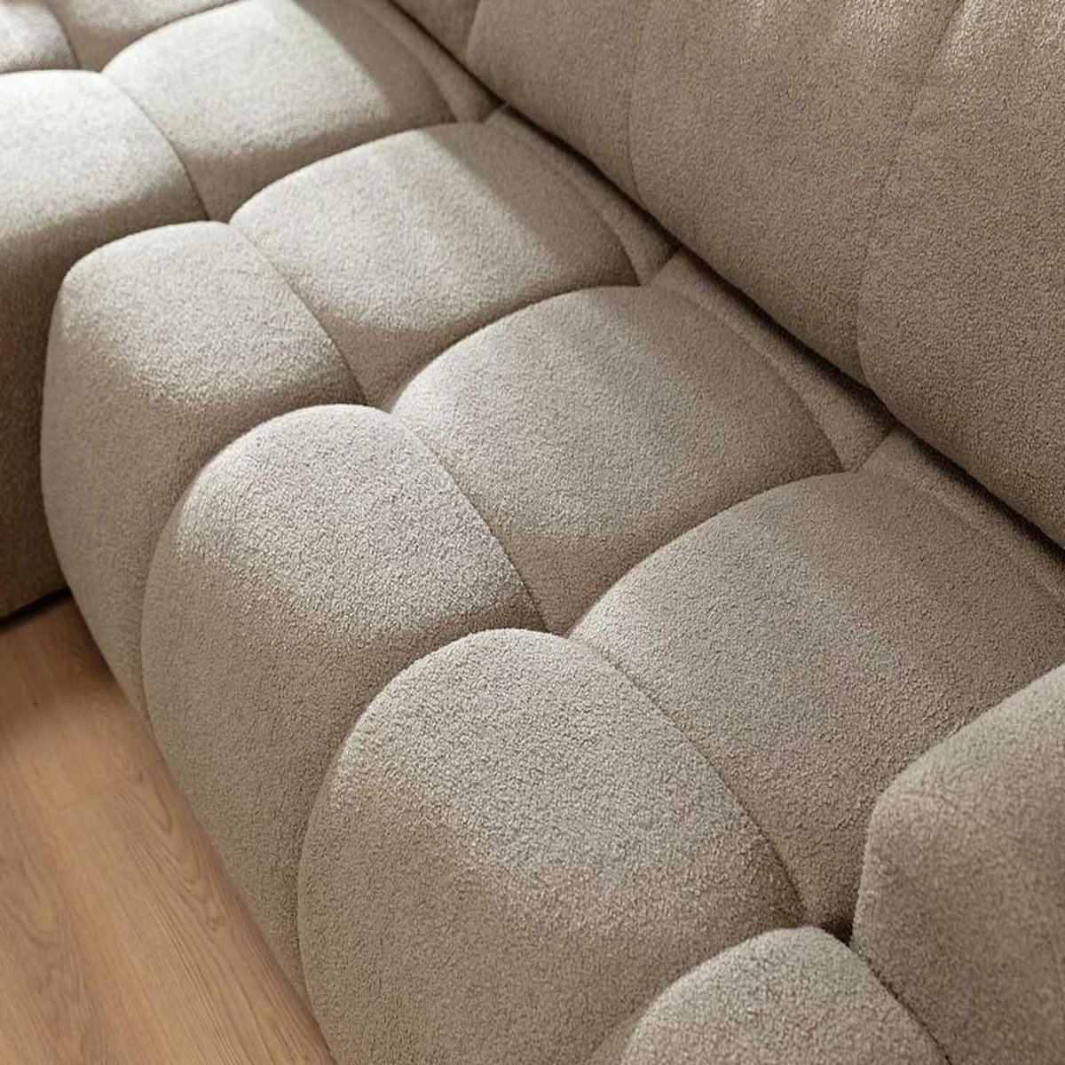 BEST MOBILIER Yulin - canapé d'angle gauche 4 places convertible avec coffre en tissu bouclette