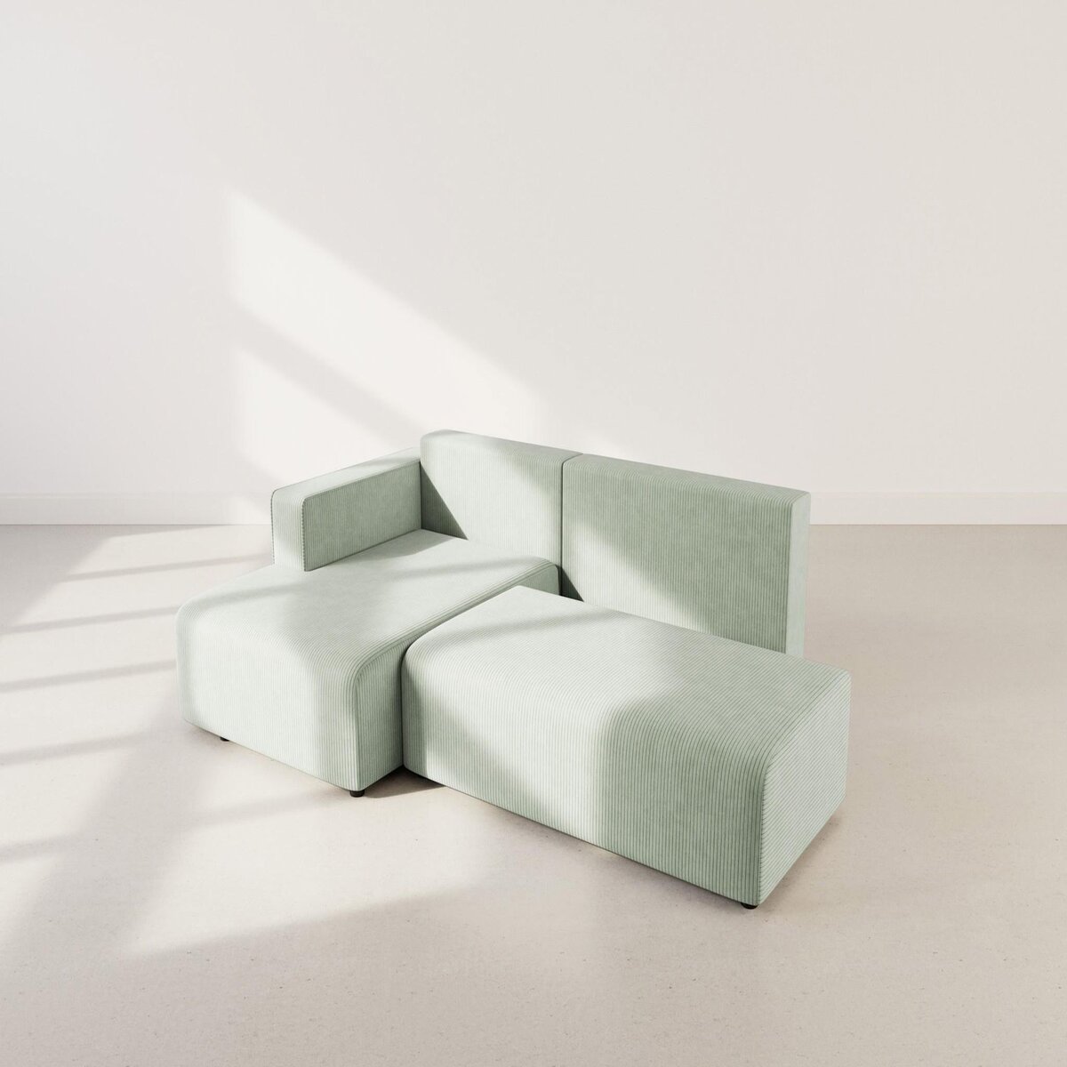 BEST MOBILIER Topaze - canapé d'angle gauche 4 places convertible avec coffre en velours côtelé