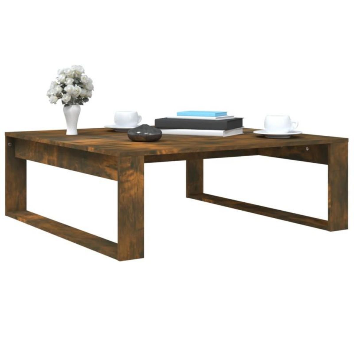 VIDAXL Table basse Chêne fumé 100x100x35 cm Bois d ingénierie