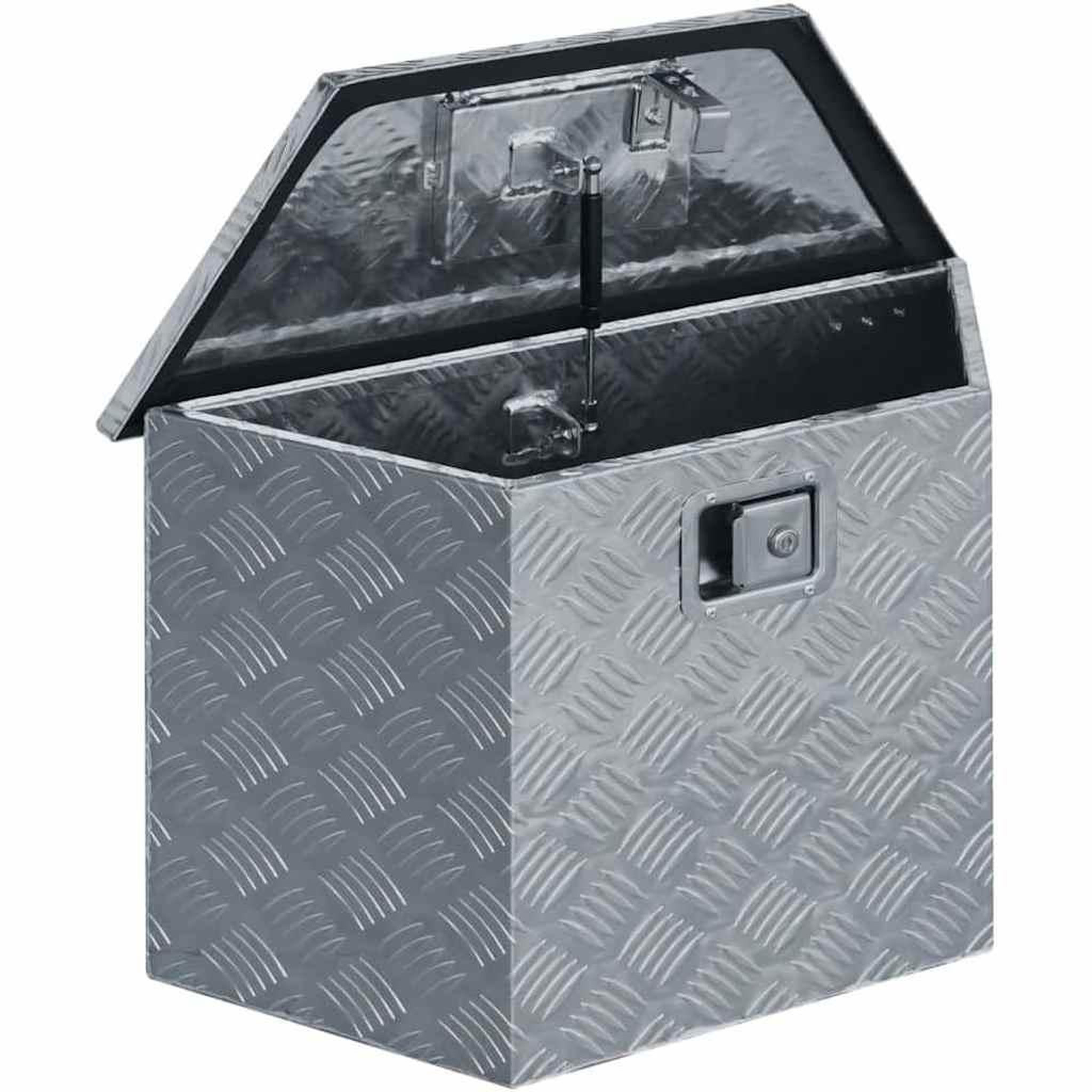 Voir la diapositive 2 : VIDAXL Boîte en aluminium 70 x 24 x 42 cm trapezoïdal argente