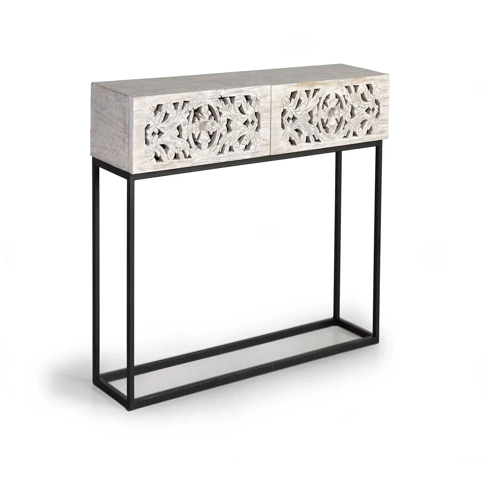 Voir la diapositive 2 : GINER Y COLOMER SL Console en bois de manguier 120 cm style ethnique boho sculpté