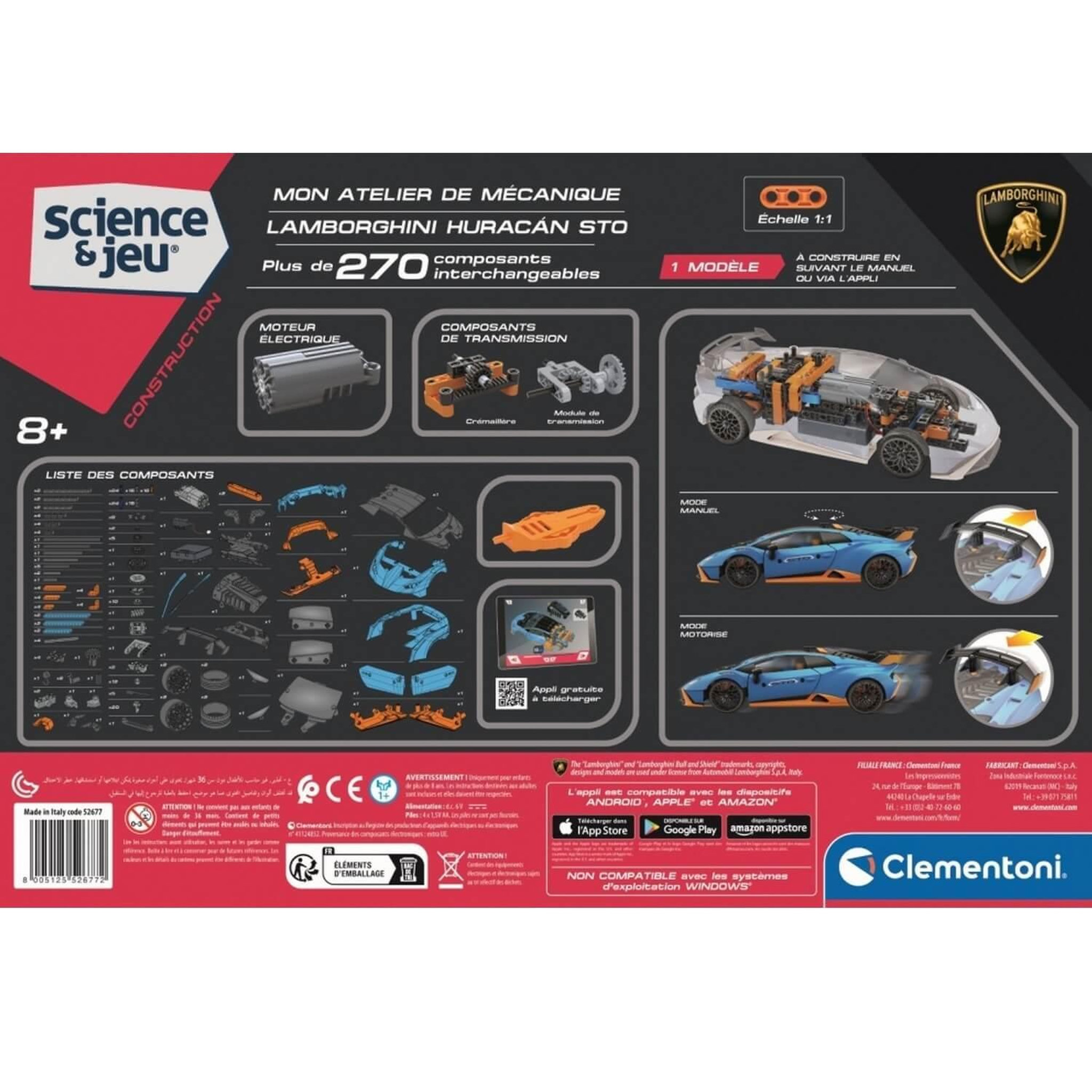Voir la diapositive 2 : CLEMENTONI Science & Jeu : Mon atelier de mécanique : Lamborghini Huracan STO
