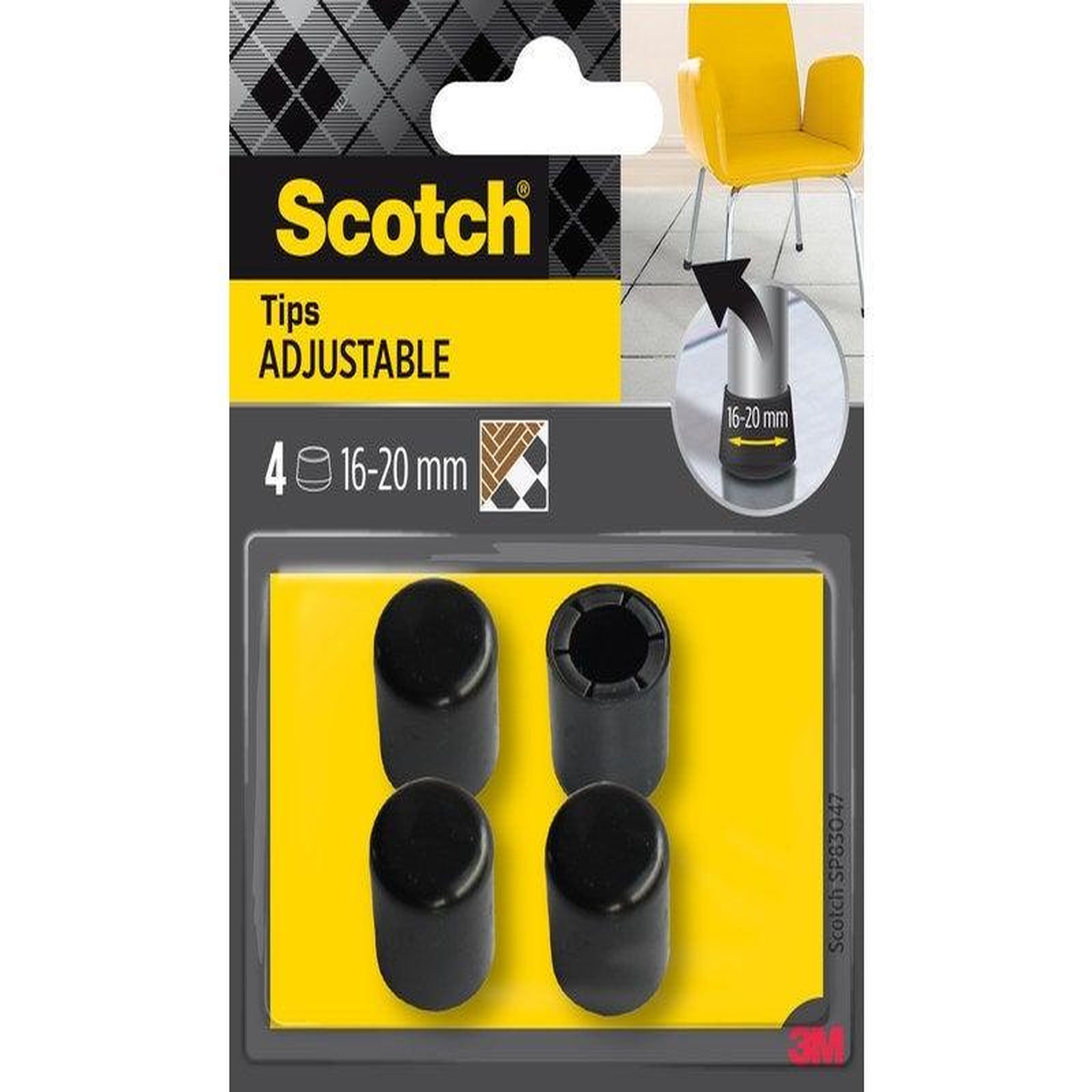 CENTRALE BRICO Lot de 4 embouts multitaille, SCOTCH, diam. de 16 à 20 mm, noir