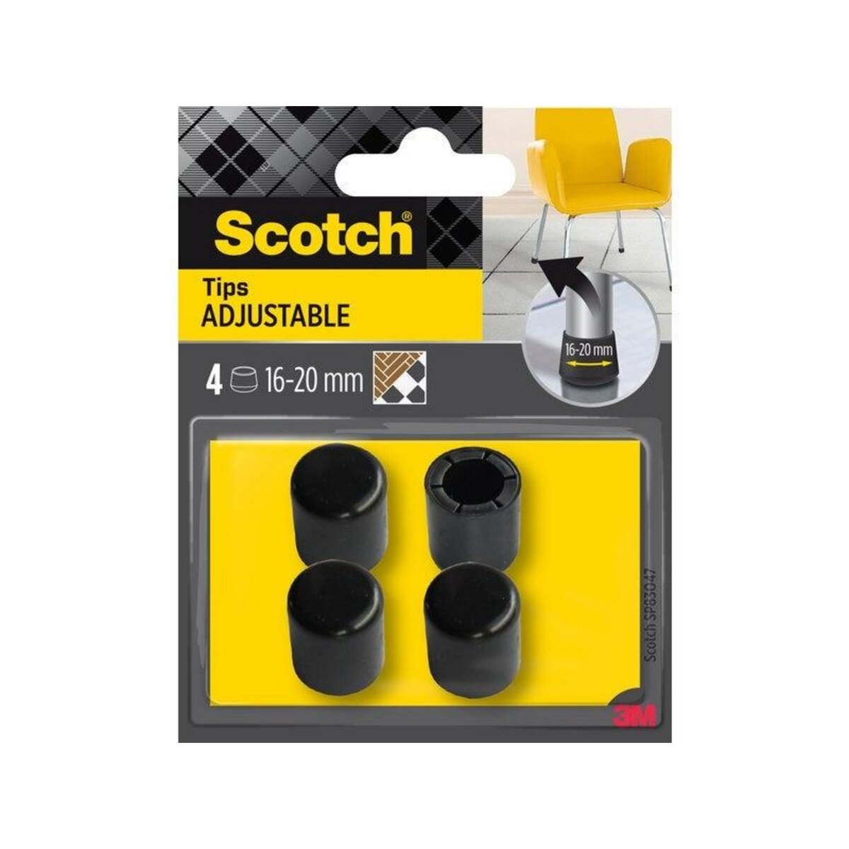 CENTRALE BRICO Lot de 4 embouts multitaille, SCOTCH, diam. de 16 à 20 mm, noir