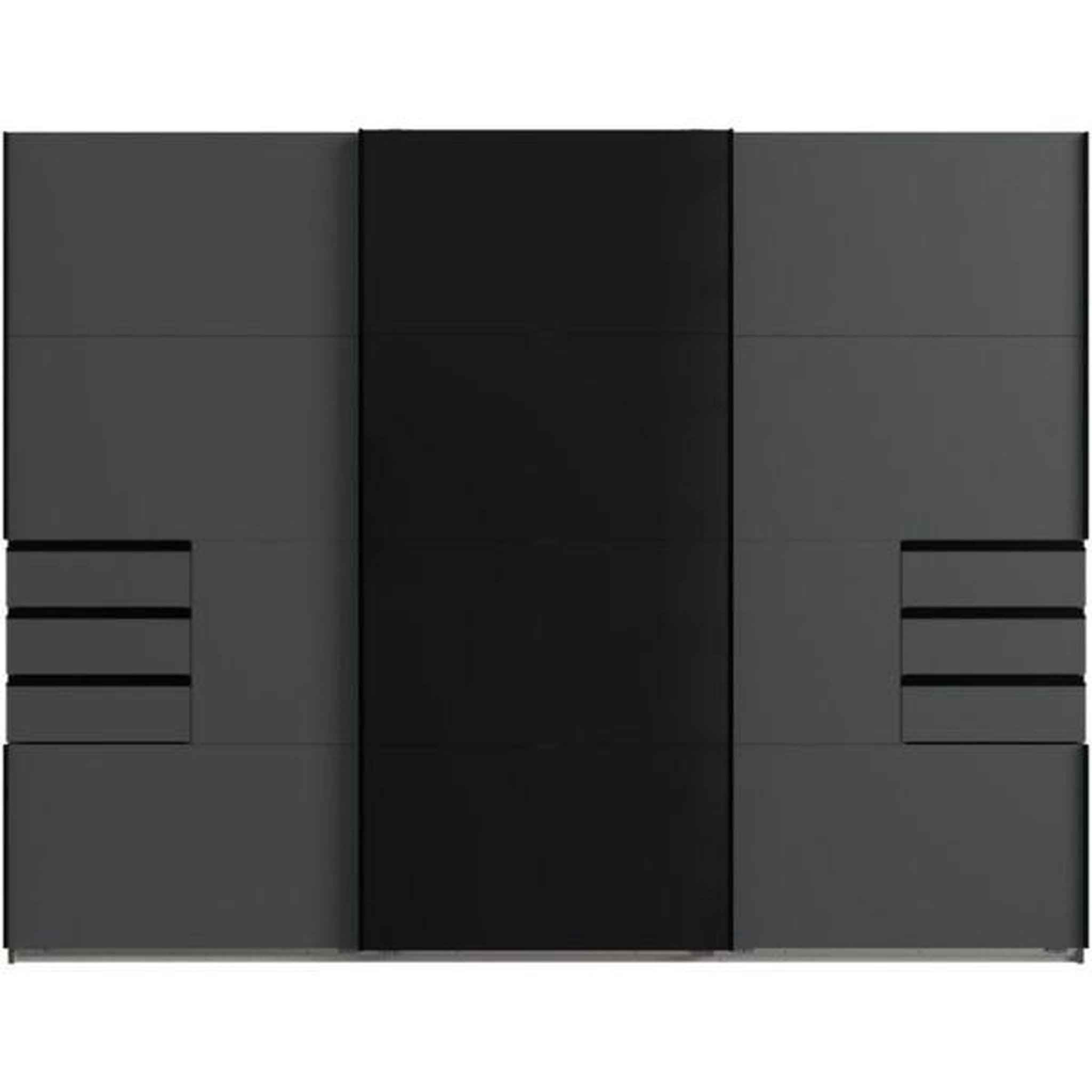 Voir la diapositive 2 : MARKET24 Armoire - décor graphite et noir - 3 portes coulissantes + 6 tiroirs - l 270 x p 64 x h 210 cm - saigon