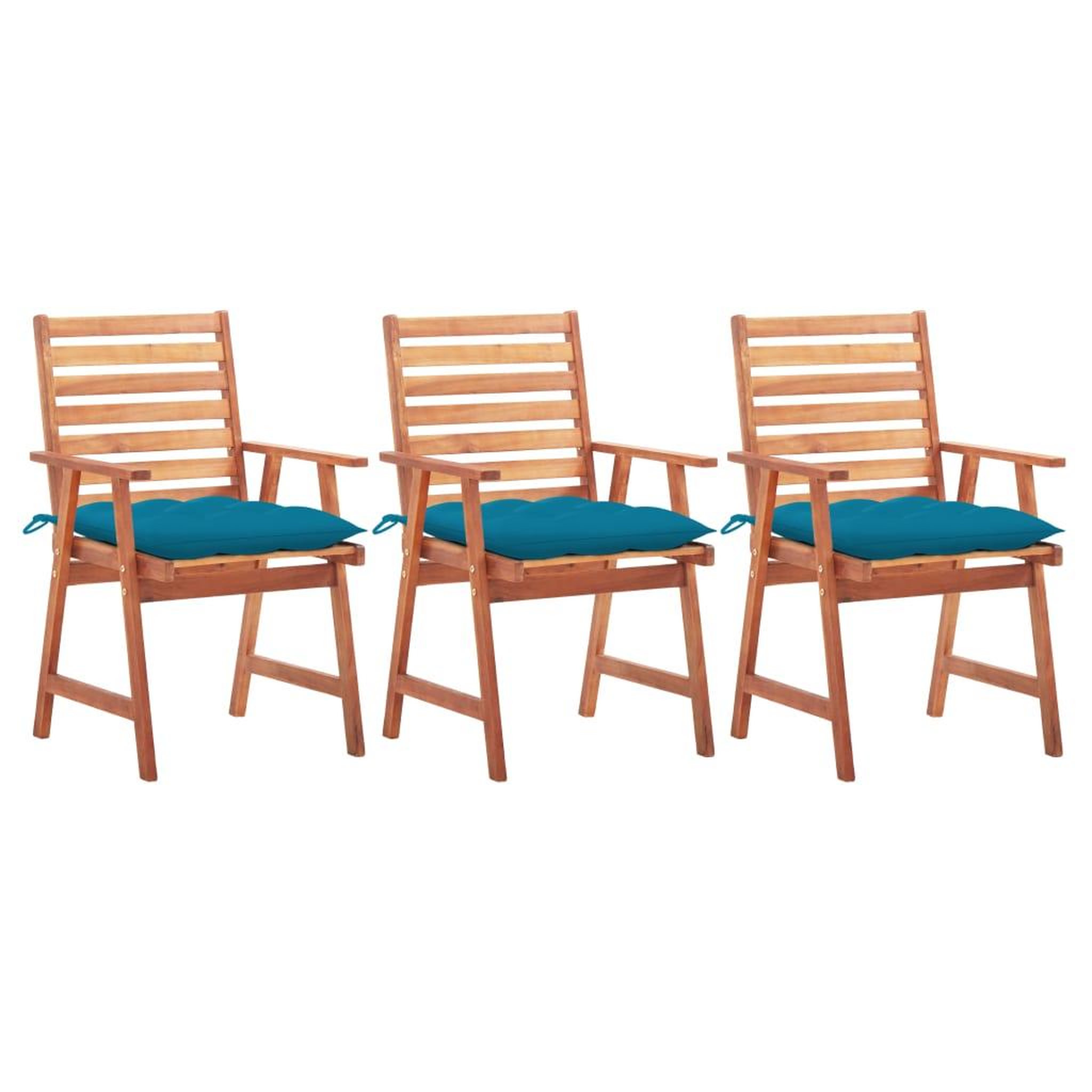 Voir la diapositive 1 : VIDAXL Chaises a manger d'exterieur lot de 3 et coussins Acacia massif