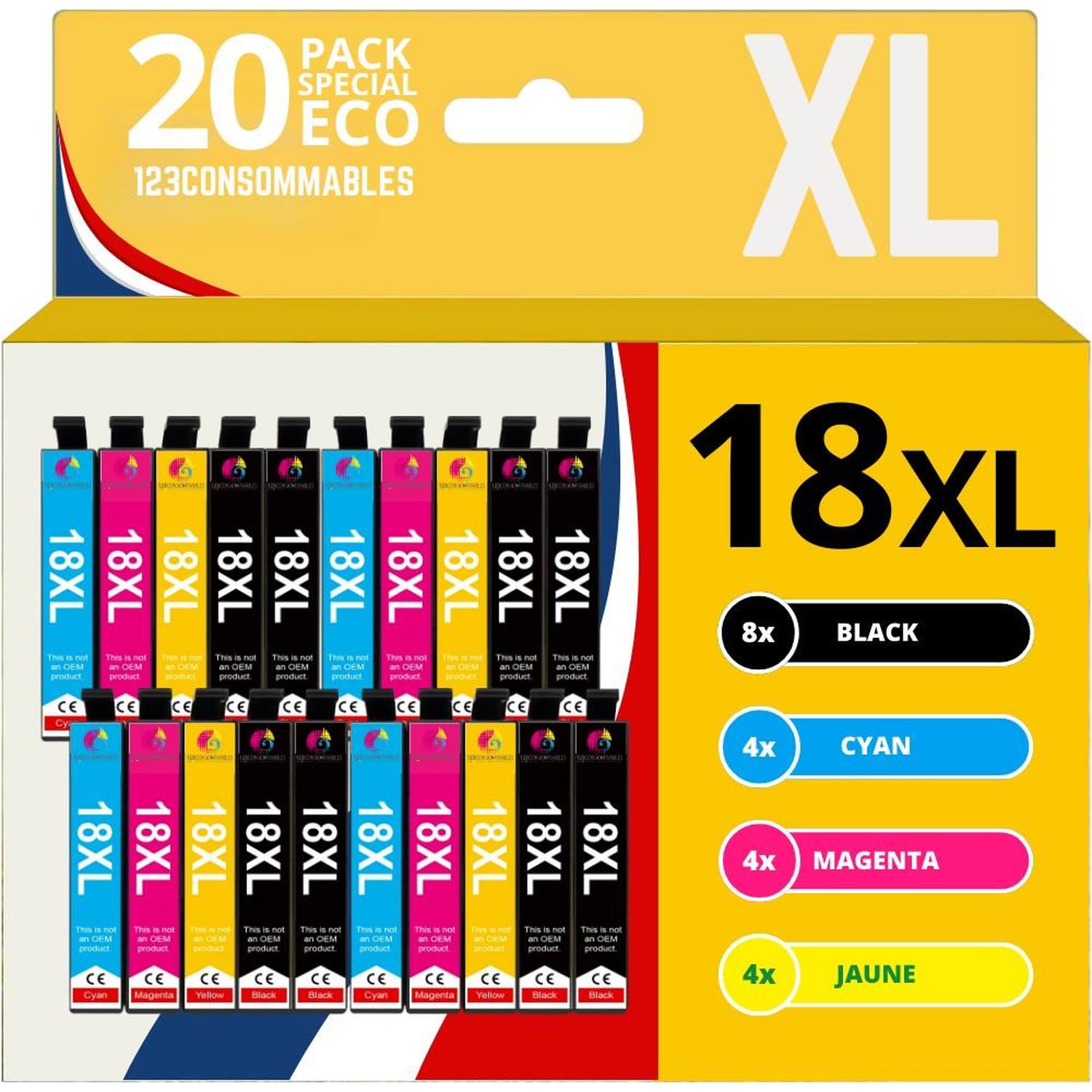 Pack 20 cartouches compatible EPSON 18XL Neuf - vue 2