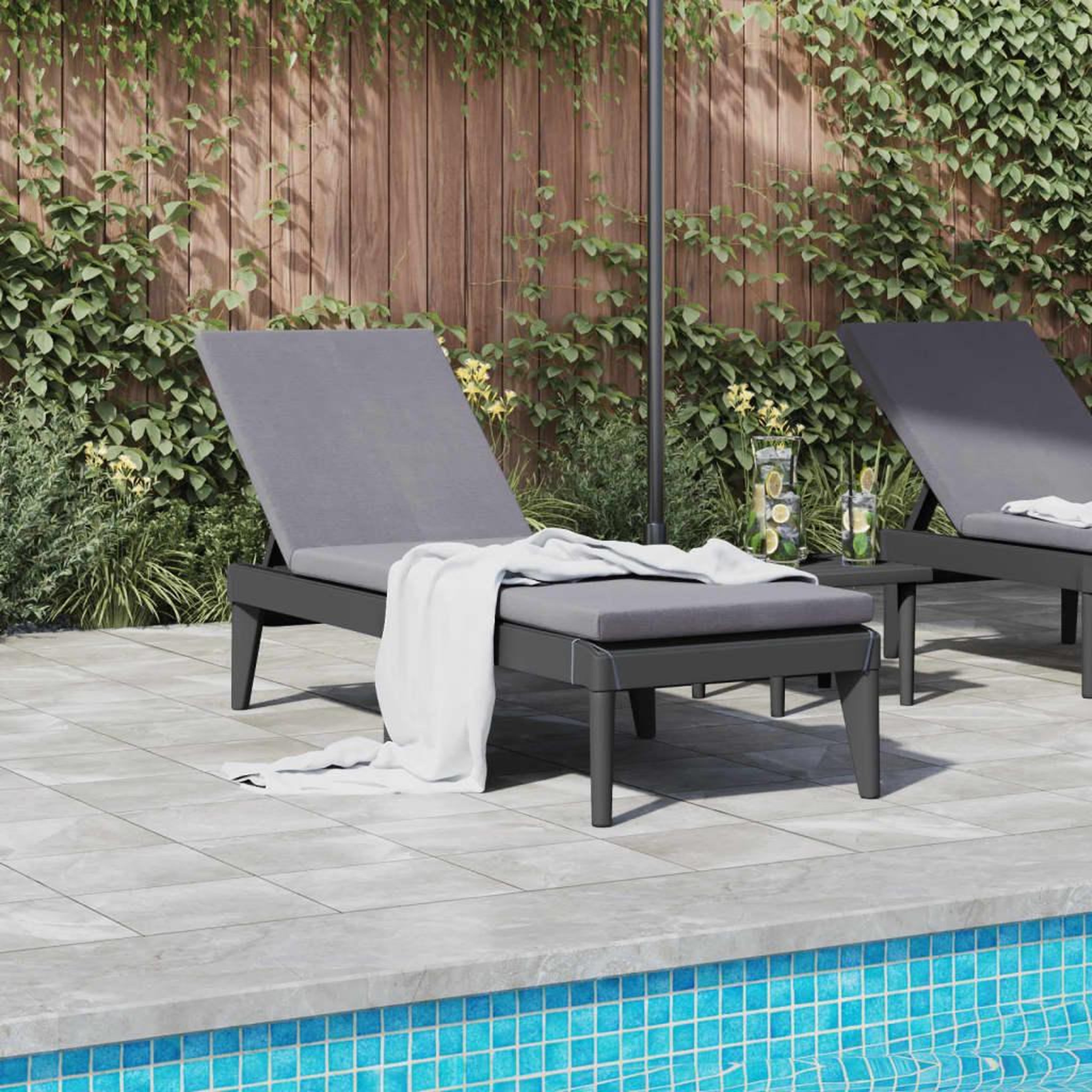Voir la diapositive 3 : VIDAXL Chaise longue anthracite 186x60x29 cm PP