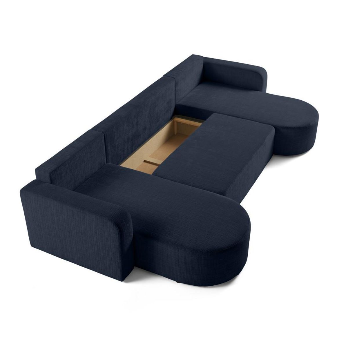 BEST MOBILIER Miro - canapé panoramique en u 7 places - convertible avec coffre - en velours texturé