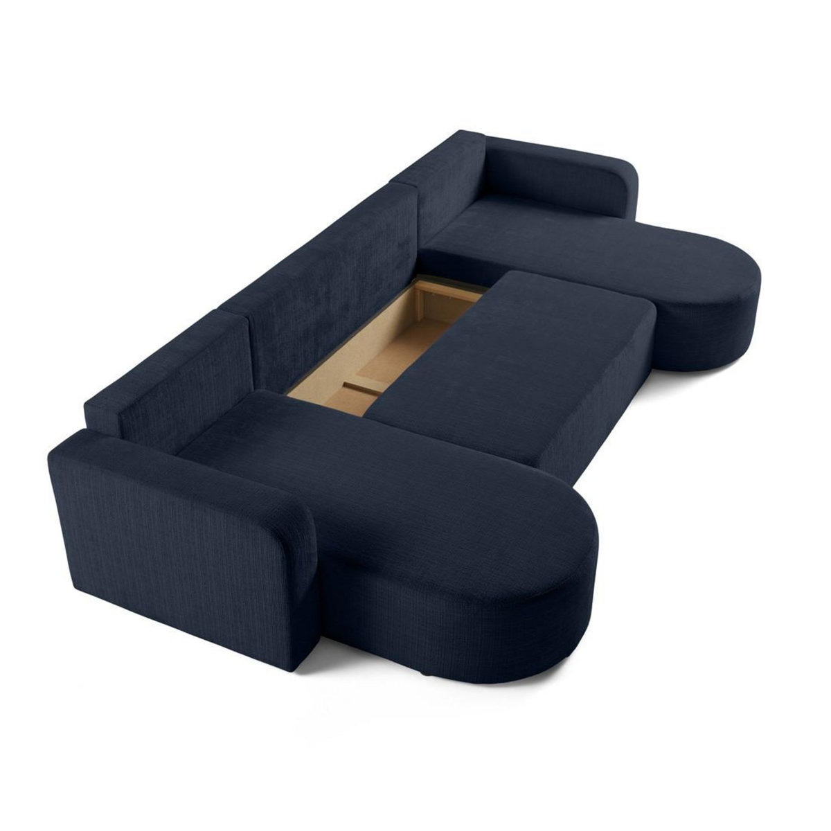 BEST MOBILIER Miro - canapé panoramique en u 7 places - convertible avec coffre - en velours texturé