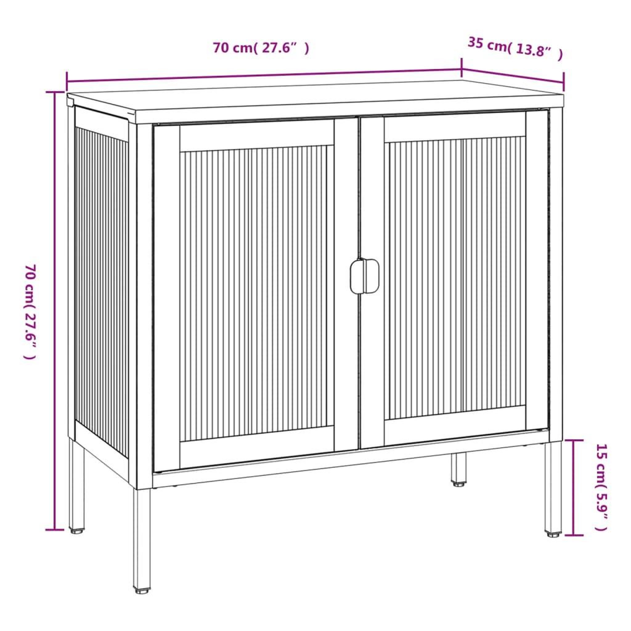 Voir la diapositive 6 : VIDAXL Buffet noir 70x35x70 cm verre et acier