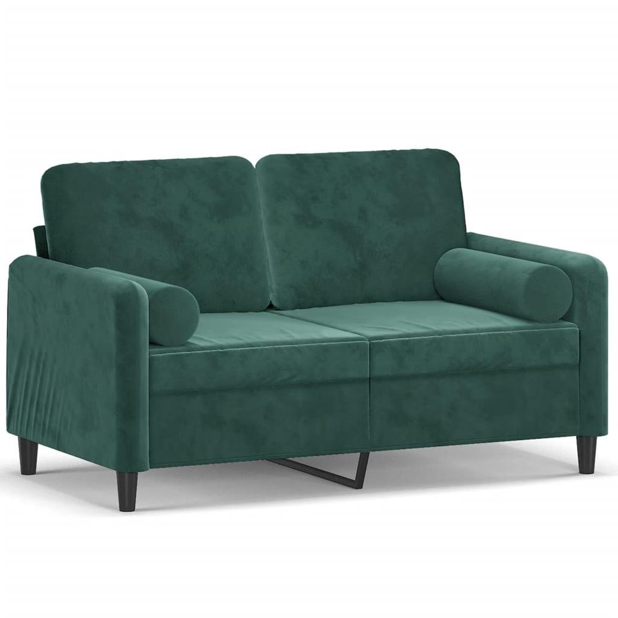 Voir la diapositive 2 : VIDAXL Canape 2 places avec oreillers vert fonce 120 cm velours