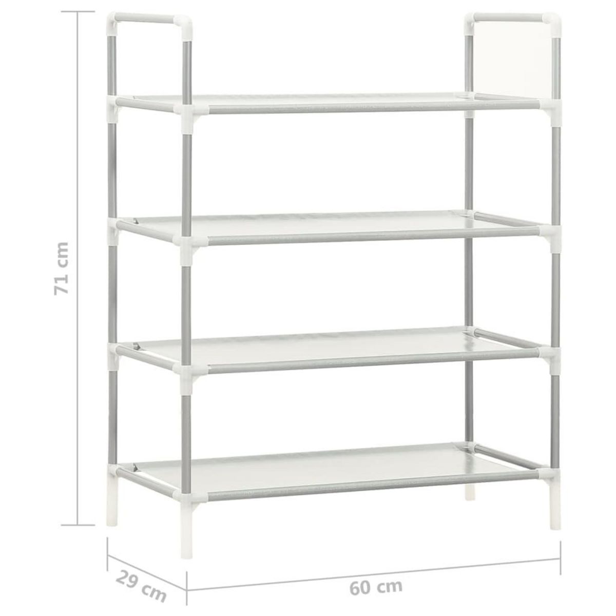 VIDAXL Etagere a chaussures 4 etageres Metal et tissu intisse Argente