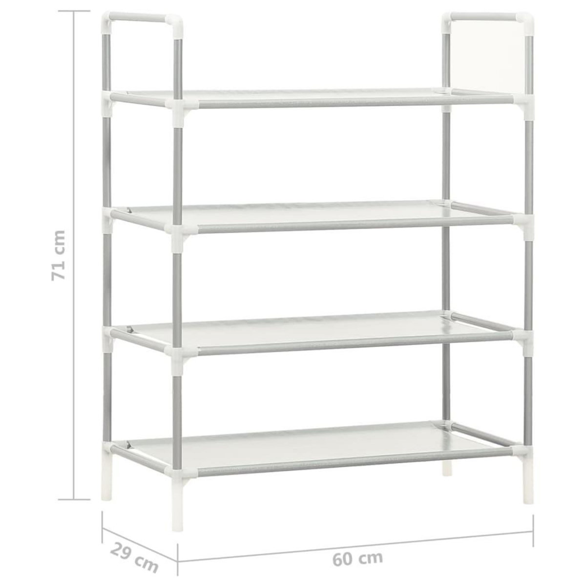 VIDAXL Etagere a chaussures 4 etageres Metal et tissu intisse Argente