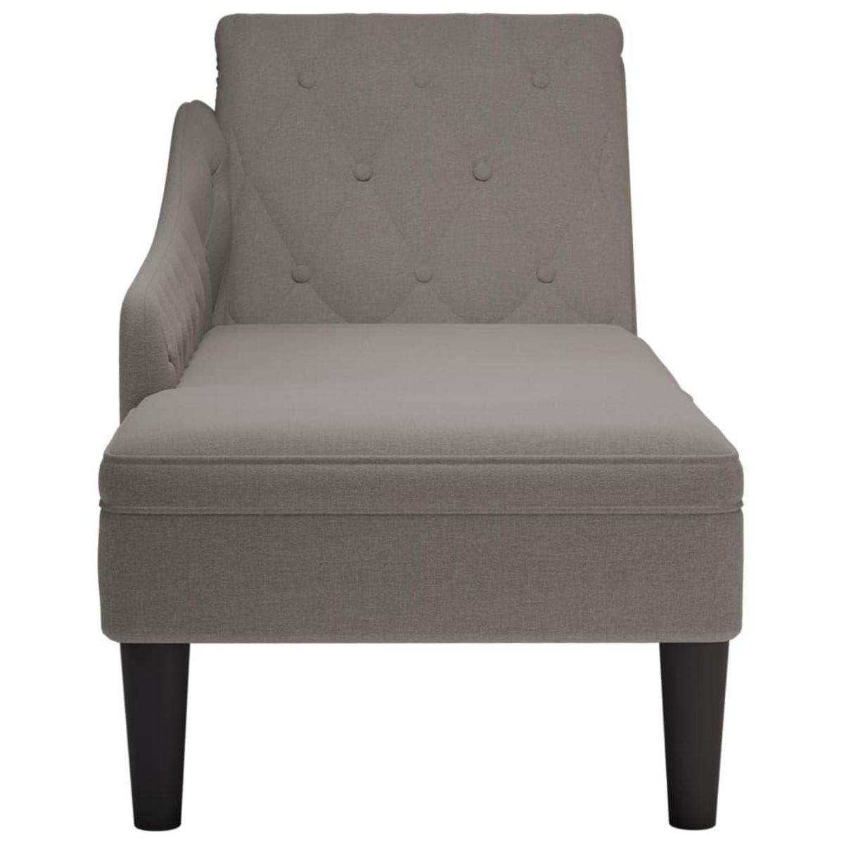 VIDAXL Fauteuil long avec coussin et accoudoir droit taupe tissu