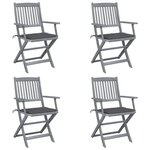 VIDAXL Chaises pliables d'exterieur lot de 4 et coussins Bois d'acacia