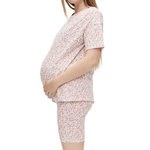MAMALICIOUS Ensemble Pyjama Blanc Fleuries Femme Mamalicious Biker. Coloris disponibles : Blanc
