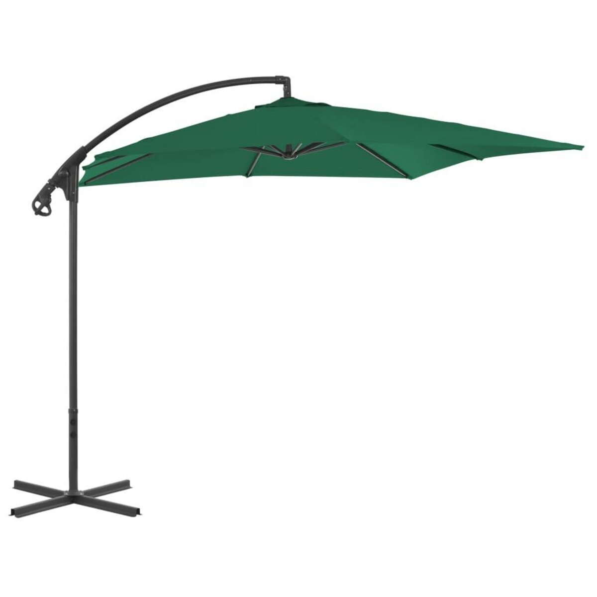 VIDAXL Parasol de jardin en porte-a-faux avec mat en acier vert